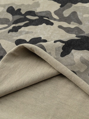 Retro Figure Printed Camouflage Cropped T-shirts