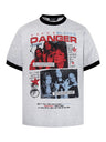 Crowd Printed Hip Hop Color-blocked Slim-fit T-shirts