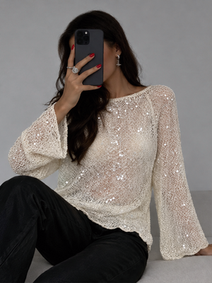 Elegant Sequined Knit Sweater