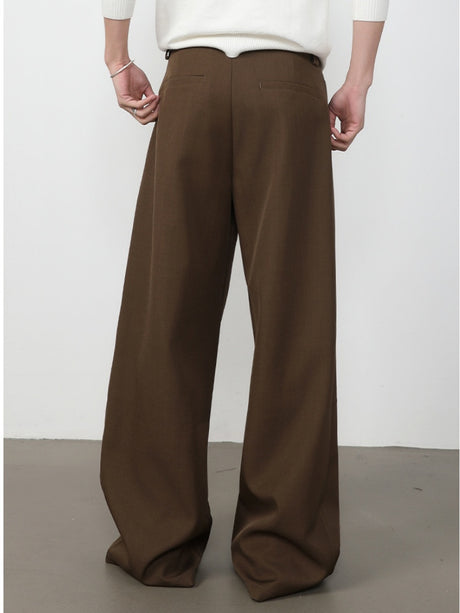 Stereo Double Pleat A-shape Loose-fit Dress Pants Pants