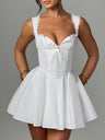 Lace Patchwork Strappy Slip Dress Waist-cinching And Backless Mini&Short Dresses