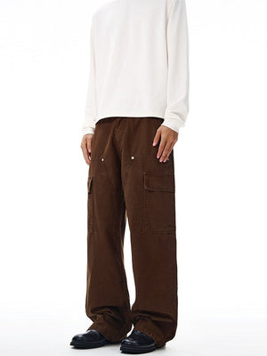 Liber Autumn Men's Multiple pockets Solid Color Cargo Trousers