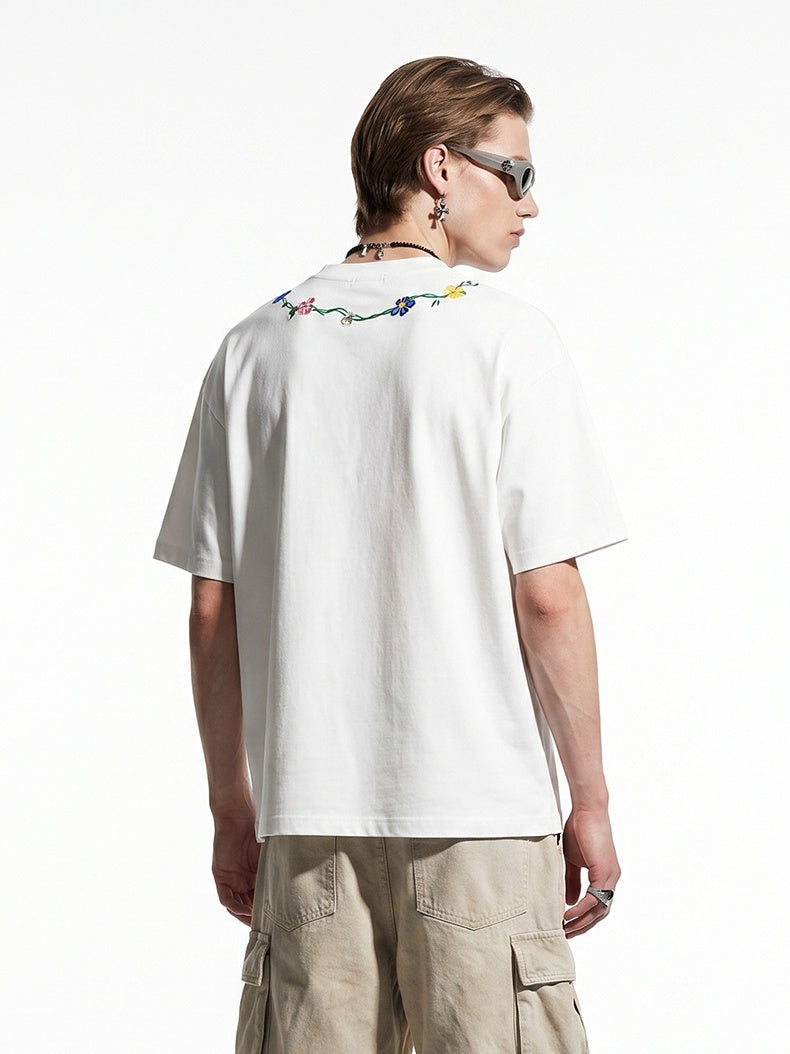 Retro Floral Embroidery T-shirts