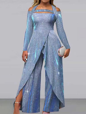 Sexy Sequined Diagonal Placket Mid-rise Bodysuit