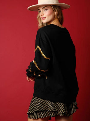 Christmas Tree Sequined Long-sleeved Pullover Sweatshirt Casual Loose Top For Women