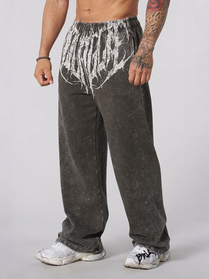 Printed Fitness Loose Straight Pants