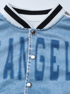 Loose Fit Baseball Jacket Letter Print Short Cut Casual Street Style Jacket