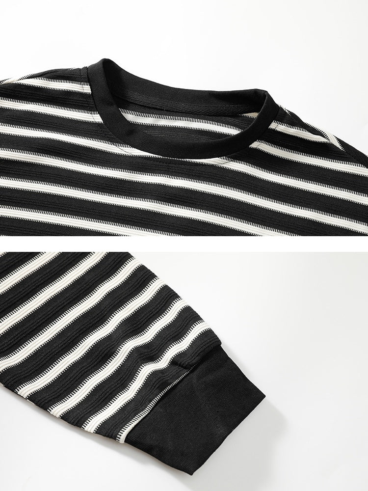 T-shirt rayé à manches longues et coupe décontractée