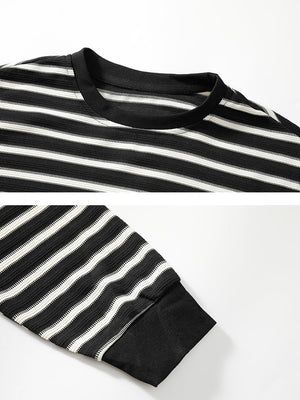 T-shirt rayé à manches longues et coupe décontractée