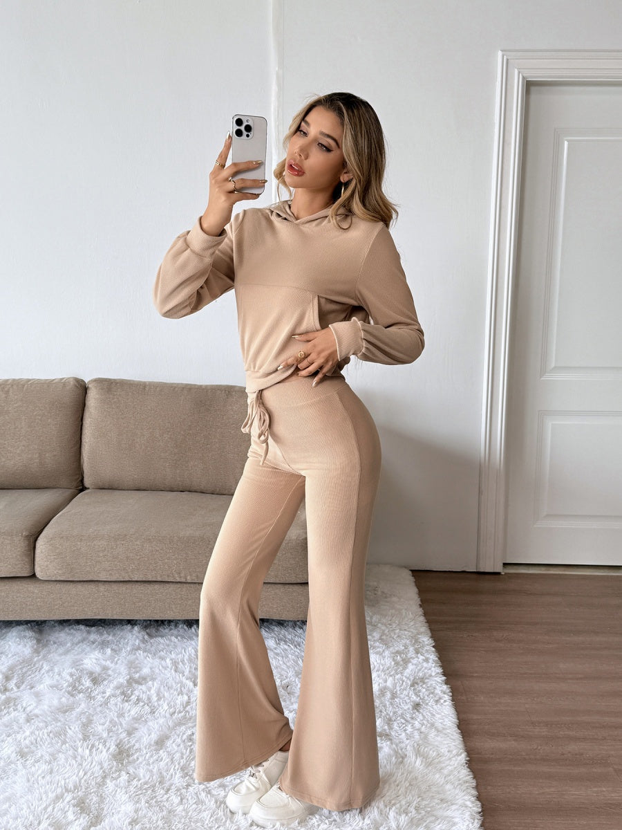Hoodies Khaki knitted two-piece trousers