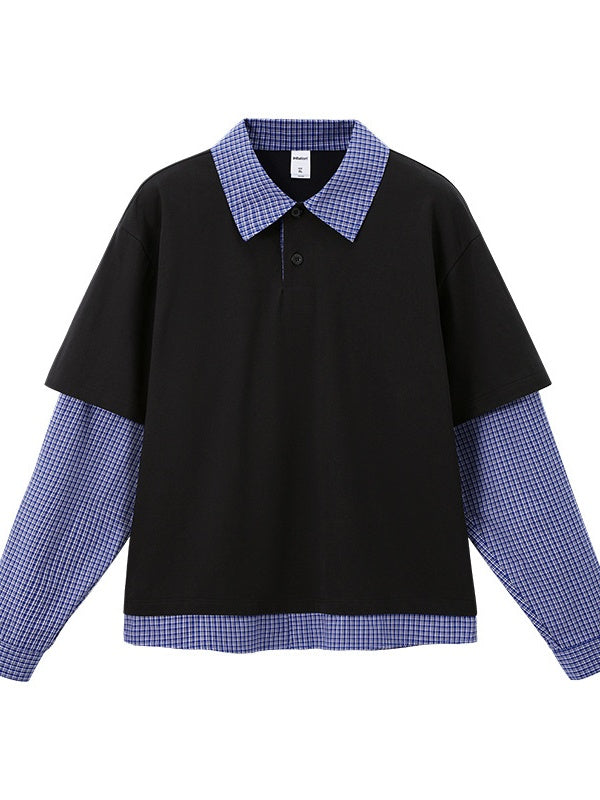 Liber Autumn Neutral wear Fake two pieces Letter Polo