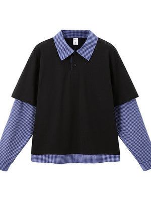 Liber Autumn Neutral wear Fake two pieces Letter Polo