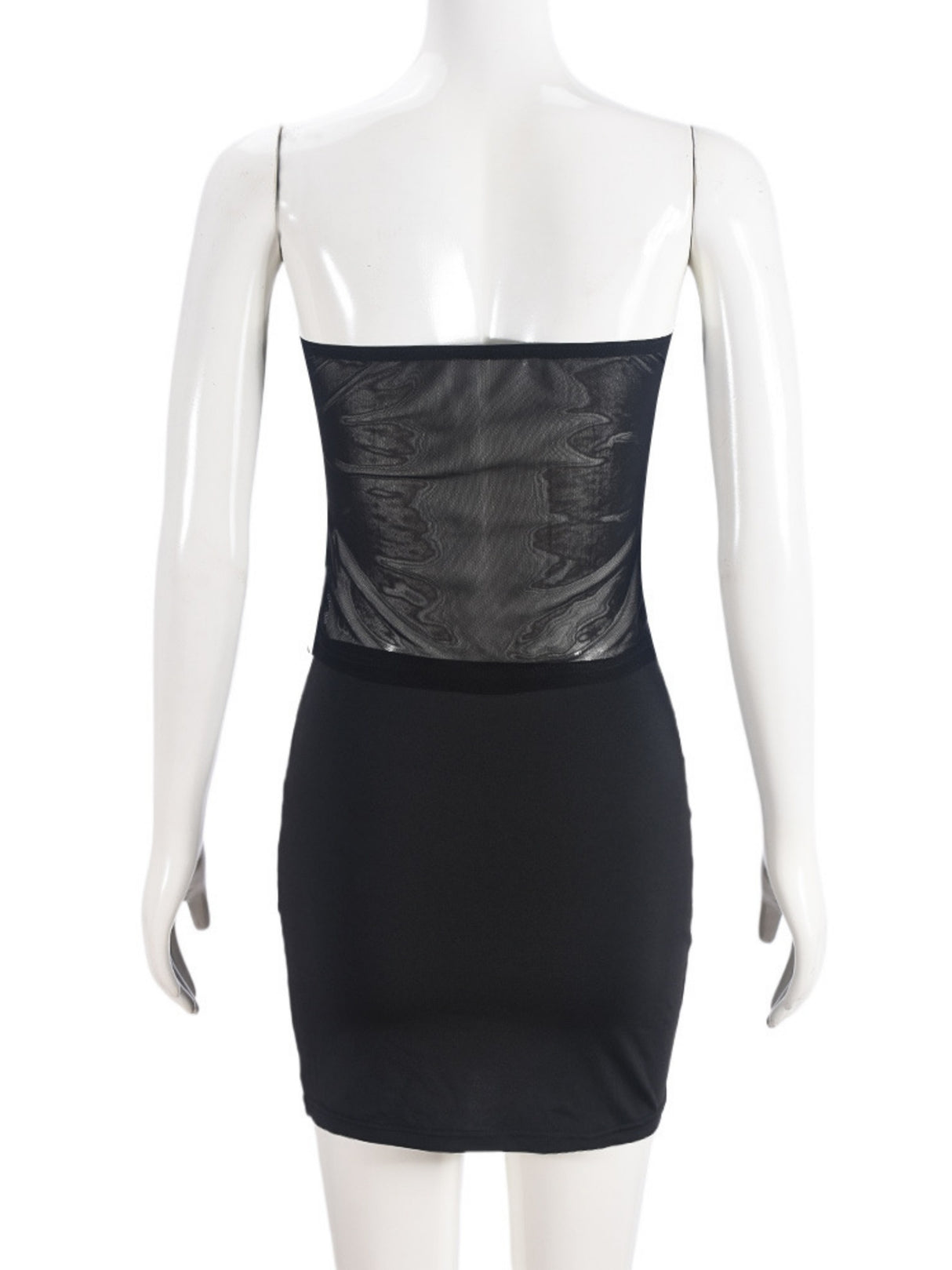 Mesh See-through Bow Strapless Mini Skirt 2-piece Sets