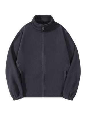 Fleece Loose Stand Collar Zipper Jackets