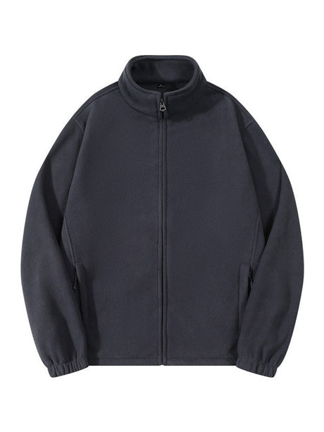 Fleece Loose Stand Collar Zipper Jackets