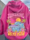 Dropped Shoulder Sleeves Fashion Sunlight Waves Printed Leisure Hoodies