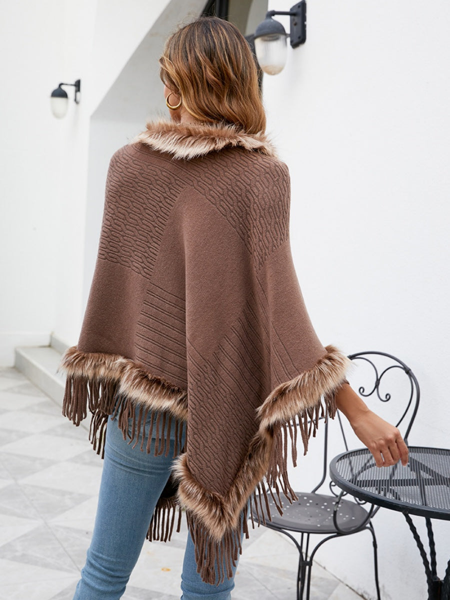 Knitting Tassel Hood Loose Cloak Shawl Sweaters