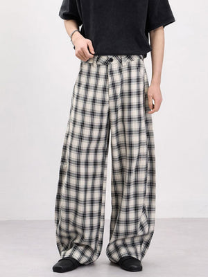 Old Money Style Plaid Machete Baggy Dress Pants Pants
