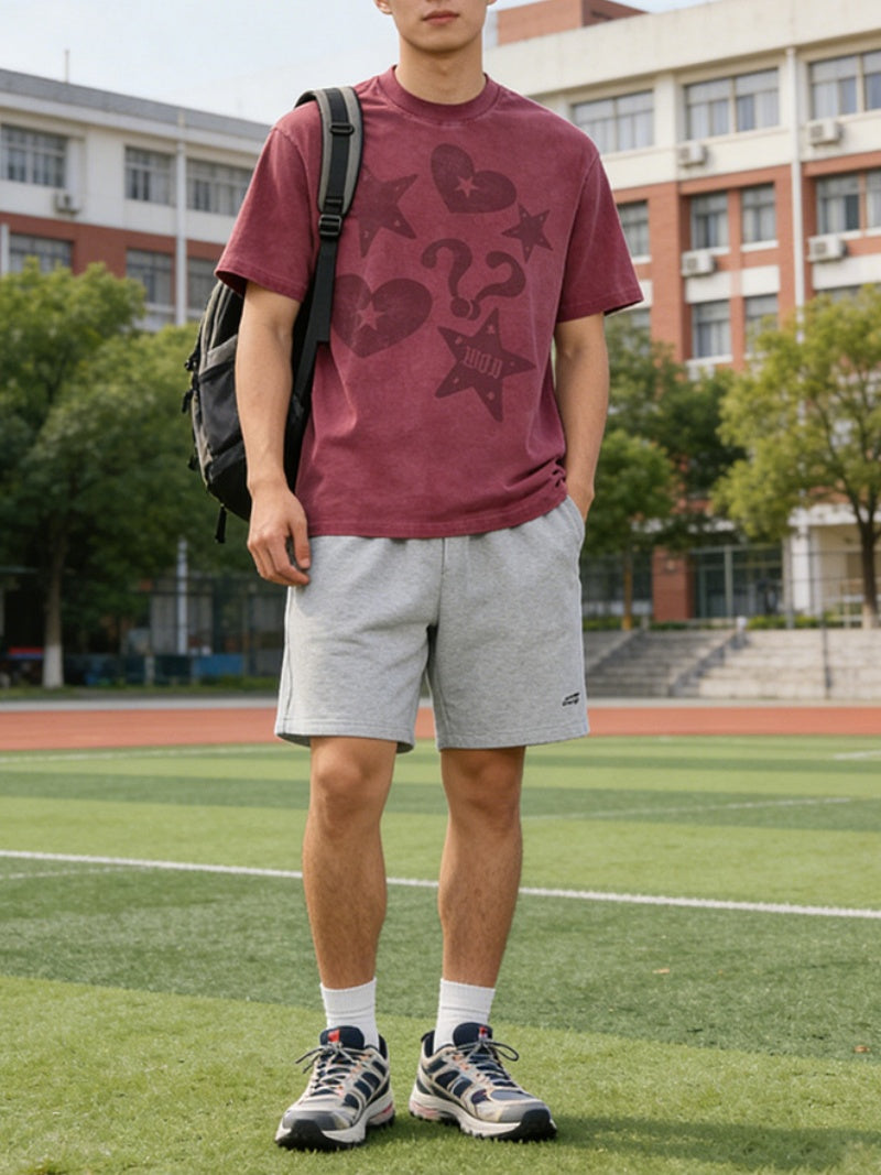 Distressed Love Star Printed T-shirts