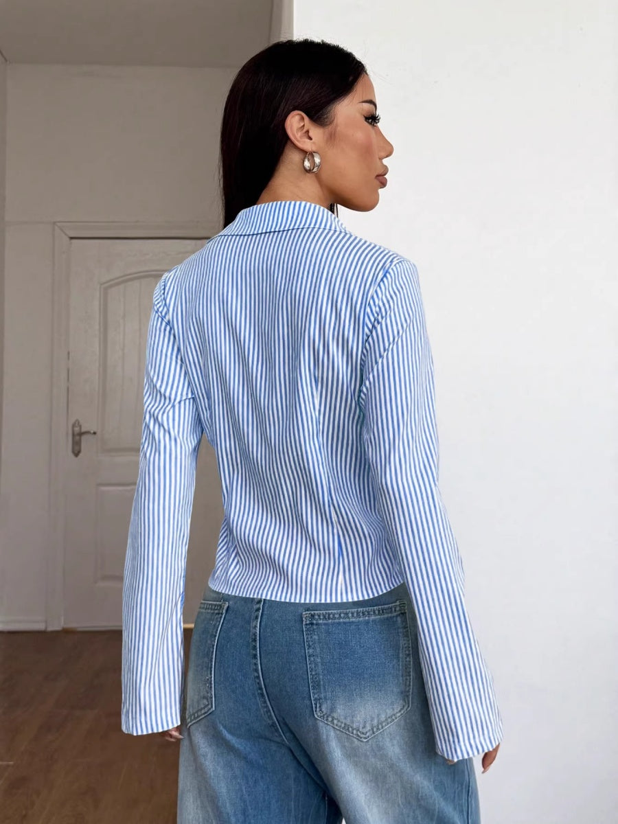 Stripes Cardigan Slim-fit Commuting Shirts