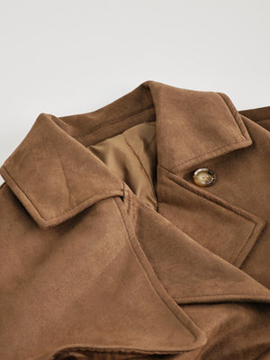 Waist Tie Long Coat Loose-fitting Trench Coat For Commuting