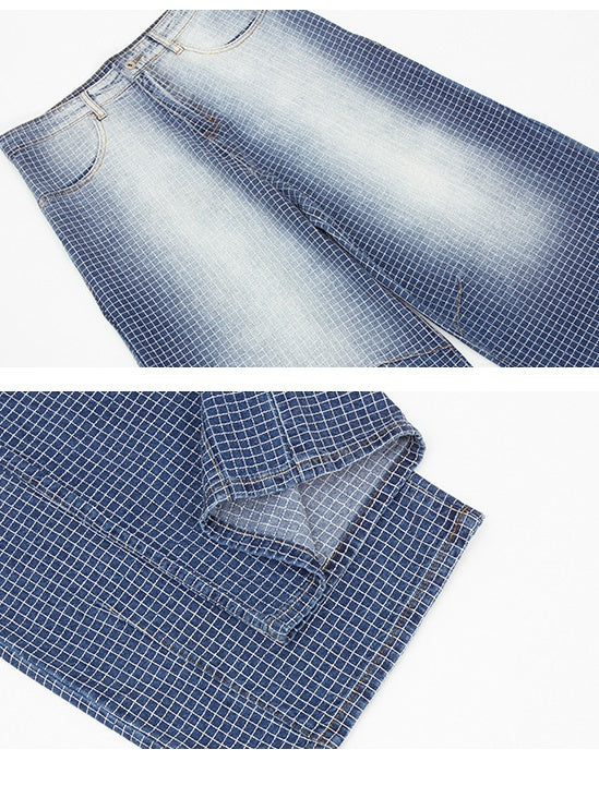 Baggy Washing Gradient Mesh Jeans