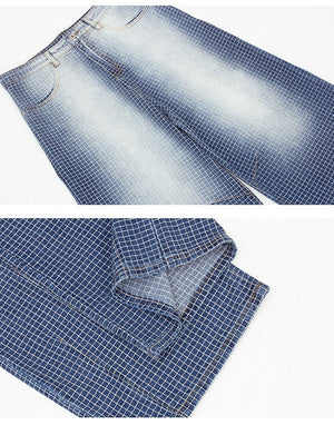 Baggy Washing Gradient Mesh Jeans