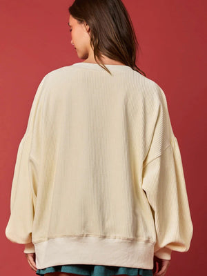 Christmas Egg Sequined Long Sleeve Loose Sweatshirt Pullover Top