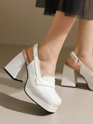 Platform Chunky Heels With Open Back