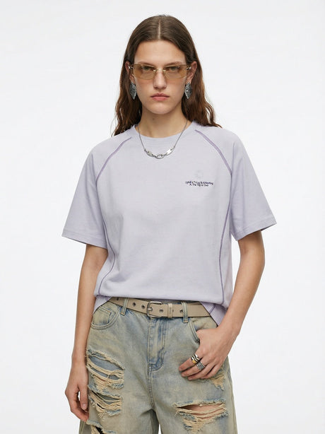 Color-blocked Sports Water Droplet Print T-shirts