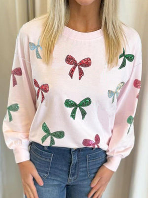 Christmas Bow Sequins And Glitter Sweatshirts&Hoodies