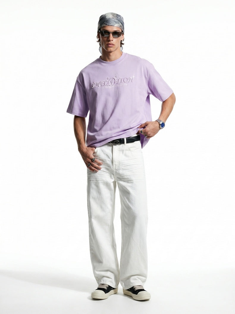 Rhinestone-studded Letter T-shirts