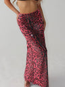 Leopard Print Sequins Stretch Skirts