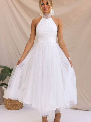 Halter Mesh Formal Dress Maxi Dresses