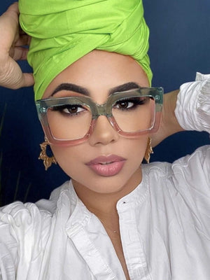 Color-blocked Square Oversized Stylish Glasses