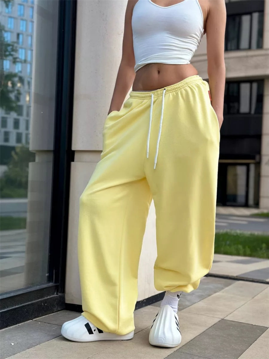 Liber Women's autumn loose lace-up straight pants