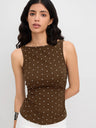Polka Dots Gathered Waist Tank Tops