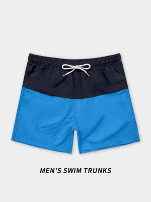 Loose-fit Straight-fit Breathable Color-blocked Four Points Beach Shorts