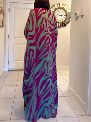 Printed Cloak Cardigan Leisure Robe Maxi Dresses