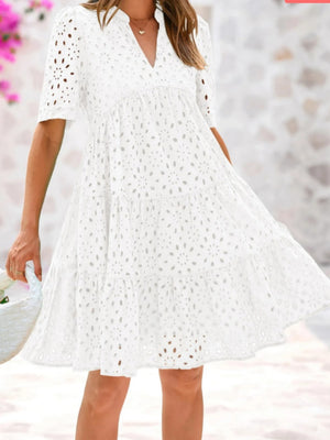 Loose-fit Trim Hollow Midi Dresses