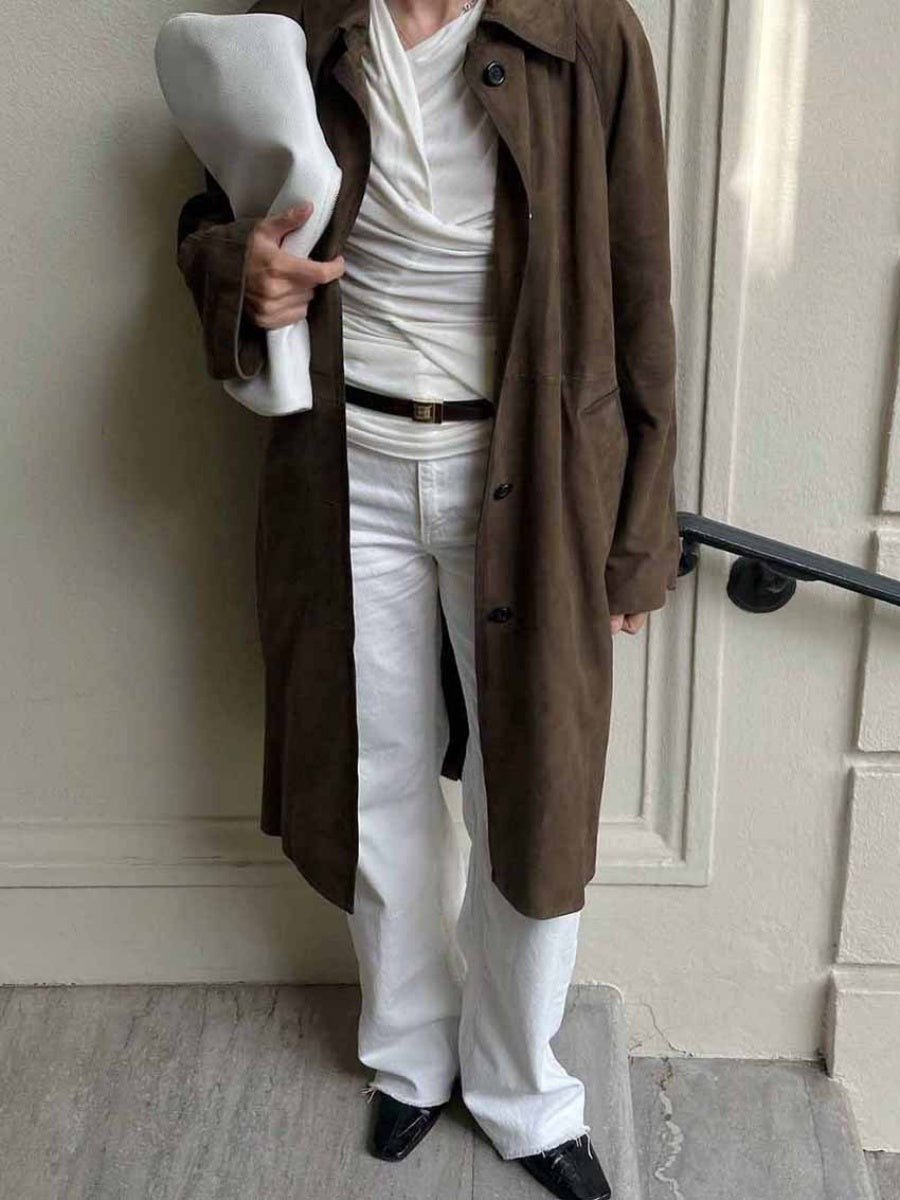 Long pocket trench coat
