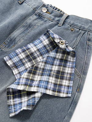 Removable Square Scarf Washing Old Casual Jeans