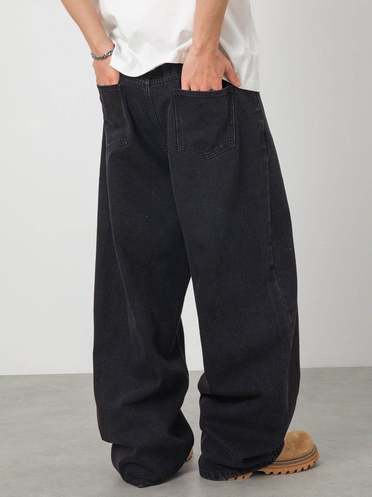 Washed Distressed Black Jeans