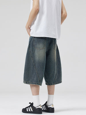 Retro Lightning Machete 7 Points Denim Shorts