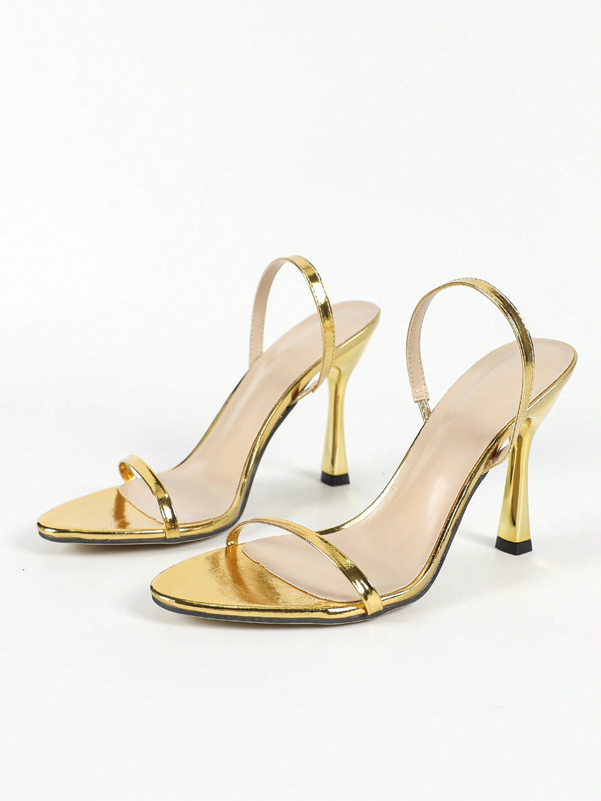 Gold Strappy High-heeled Sandals