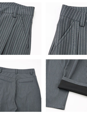 Old Money Style Pleated Stripes Machete Baggy Dress Pants Pants