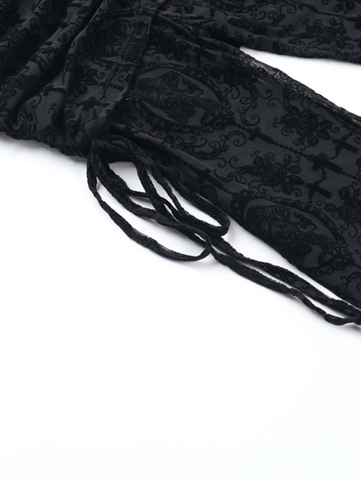 Y2K Velvet Lace Patchwork Hollowed-out Perspective High-waisted Flared Pants Slimming Pants