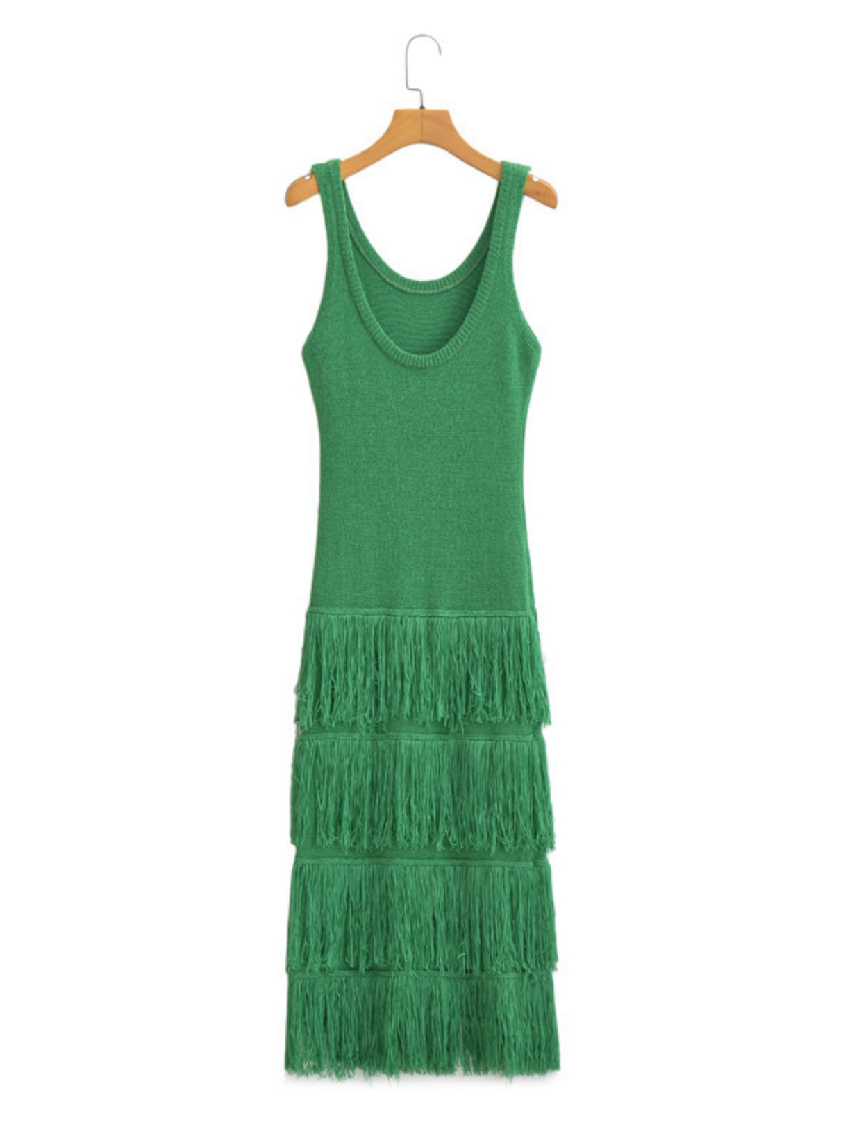 Hem Tassels Camisole Knit Maxi Dresses