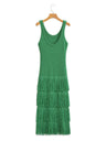 Hem Tassels Camisole Knit Maxi Dresses