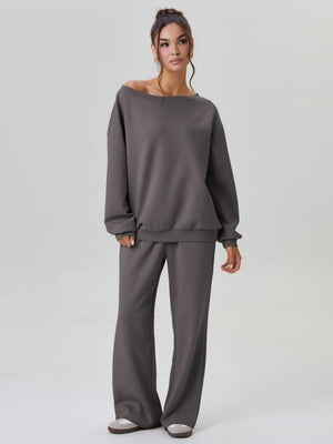 Asymmetrical Shoulder Design Sporty Casual Fashion 2-piece Sets